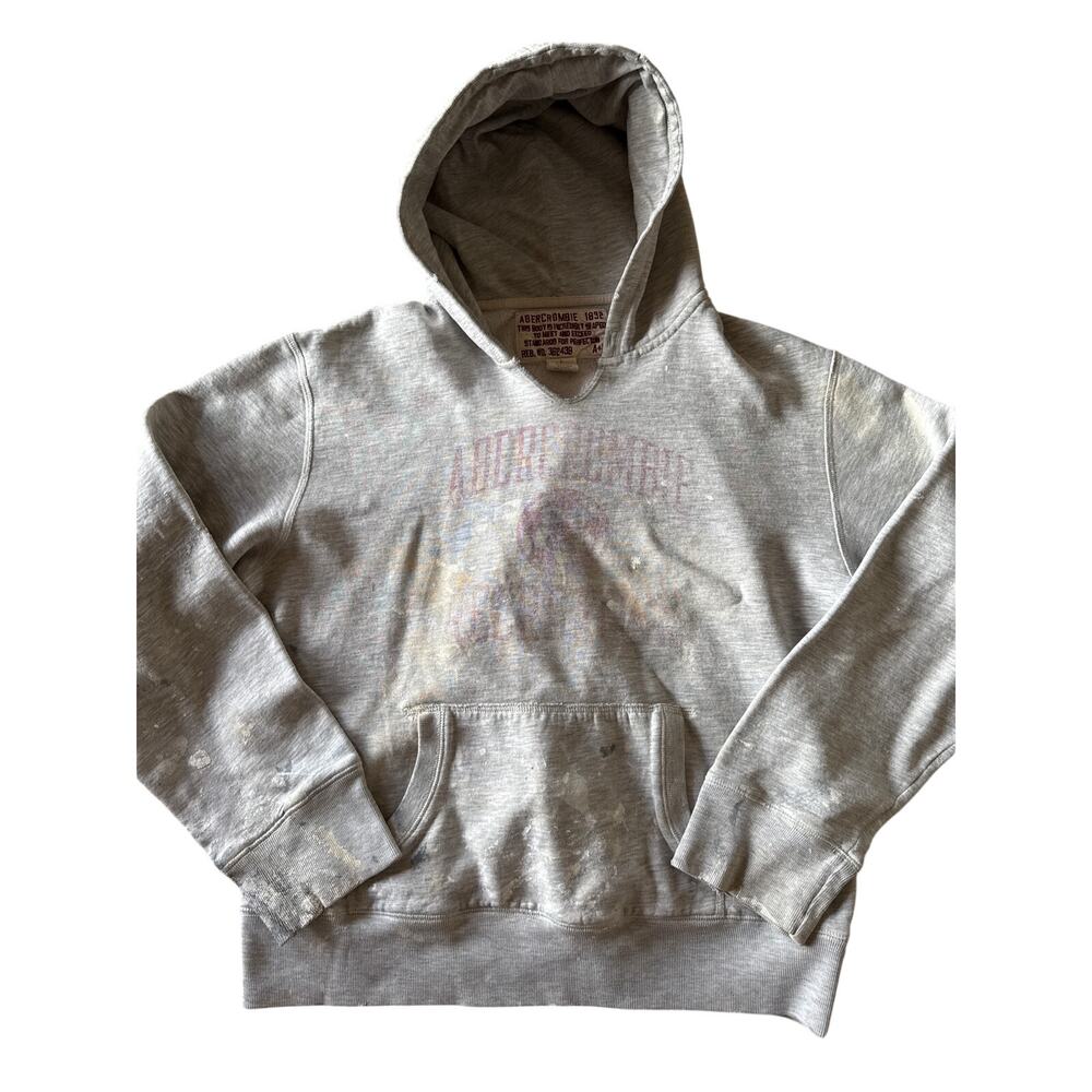 Vintage 90’s Abercrombie & Fitch Painted Distressed Large Heather Gary Hoodie